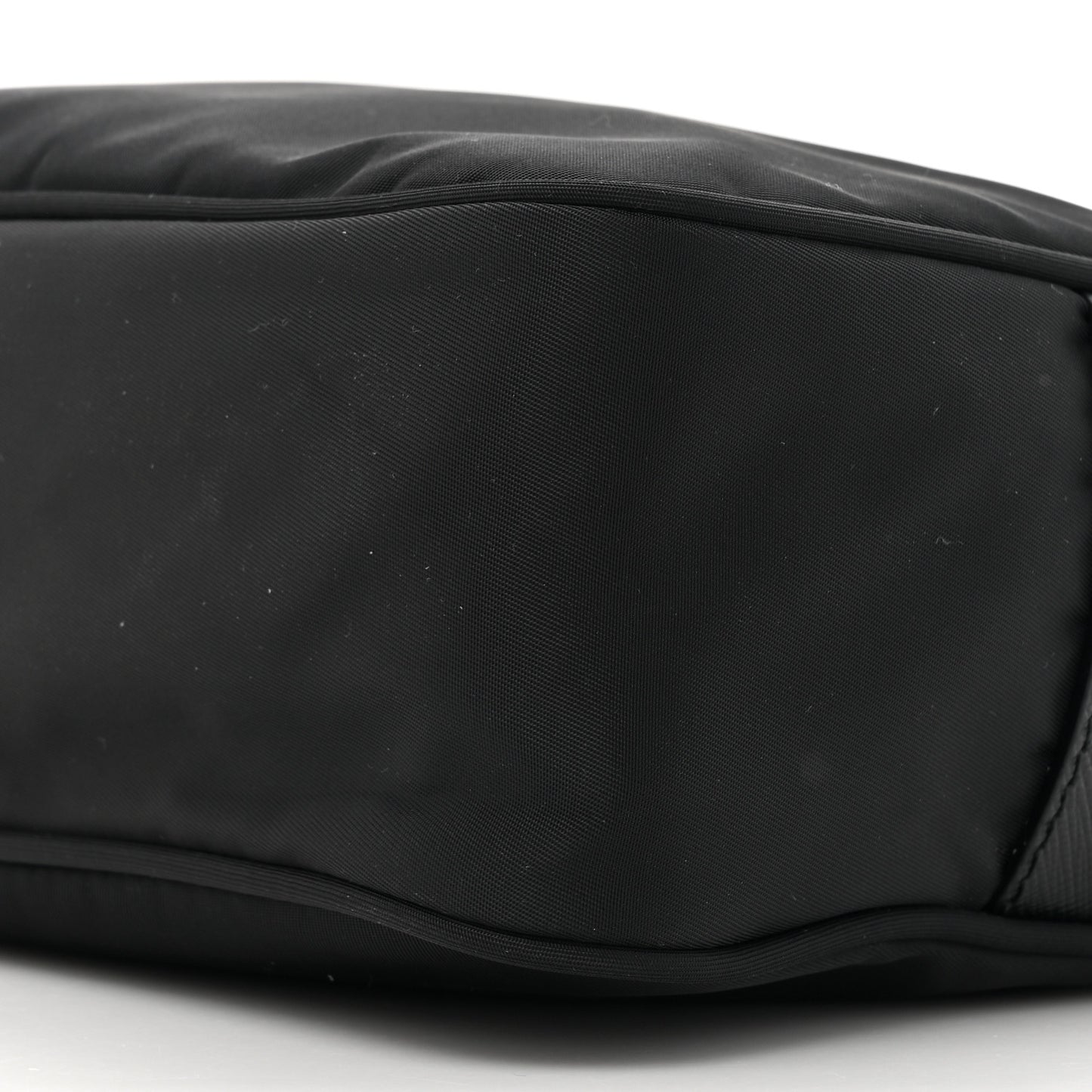 Re-Nylon Vela Saffiano Pocket Double Zip Shoulder Bag Black