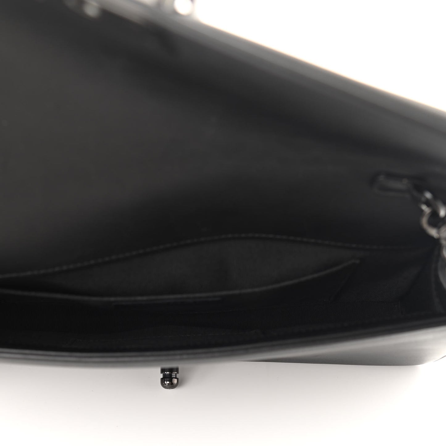 Calfskin Quilted Boy Clutch With Removable Chain So Black