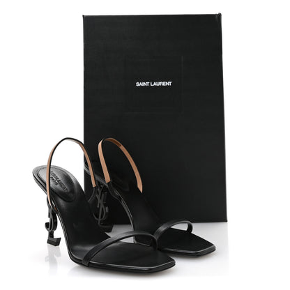 Saint Laurent Calfskin Cassandra 85 Sandals 37.5 Black Gold Brown 9 of 9