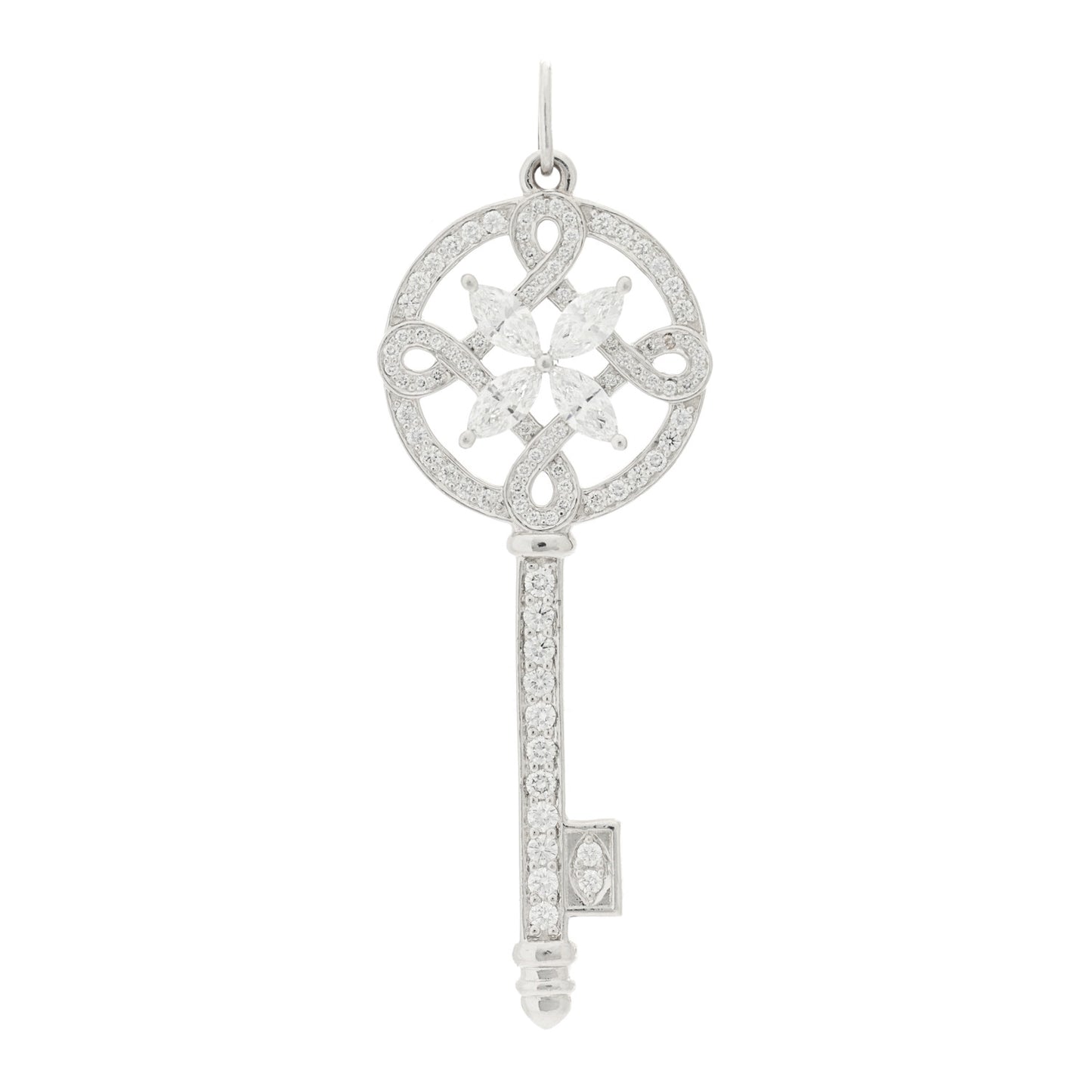 Platinum Diamond Victoria Round Key Pendant