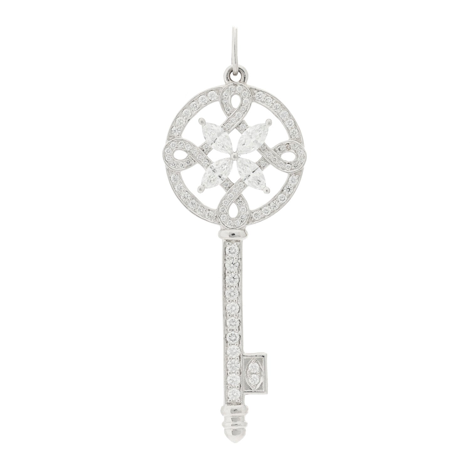 Tiffany Platinum Diamond Victoria Round Key Pendant 1 of 3