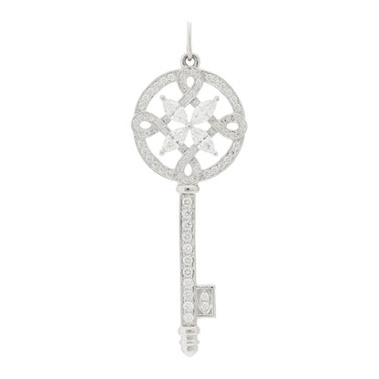 Tiffany Platinum Diamond Victoria Round Key Pendant 1 of 3