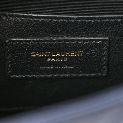 Saint Laurent Grain De Poudre Textured Mixed Matelasse Triquilt Small Monogram Satchel Blue 6 of 10
