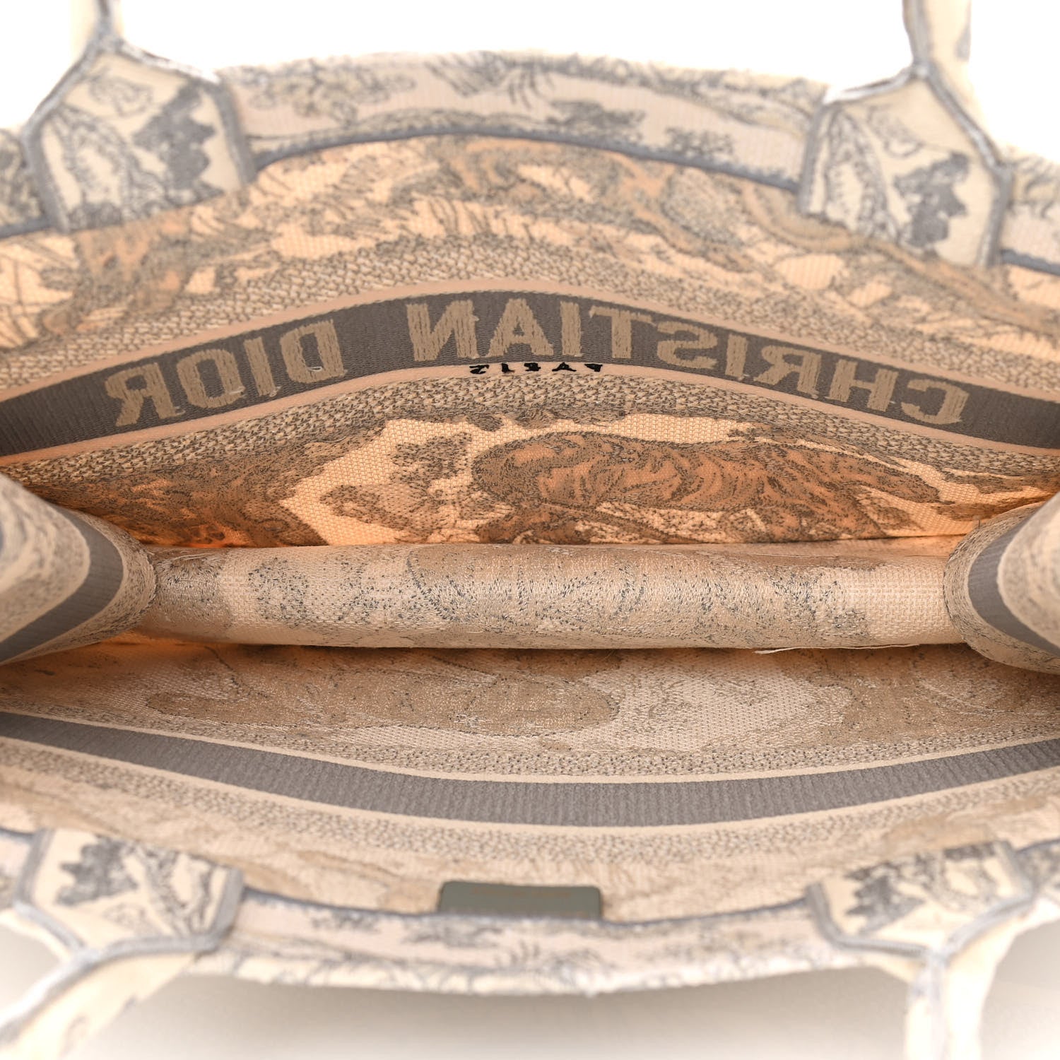 Christian Dior Canvas Embroidered Medium Dioriviera Toile De Jouy Book Tote Gray 5 of 10