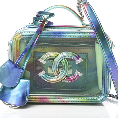 Chanel PVC Patent Calfskin Patent Lambskin Small CC Vanity Case Green 8 of 11
