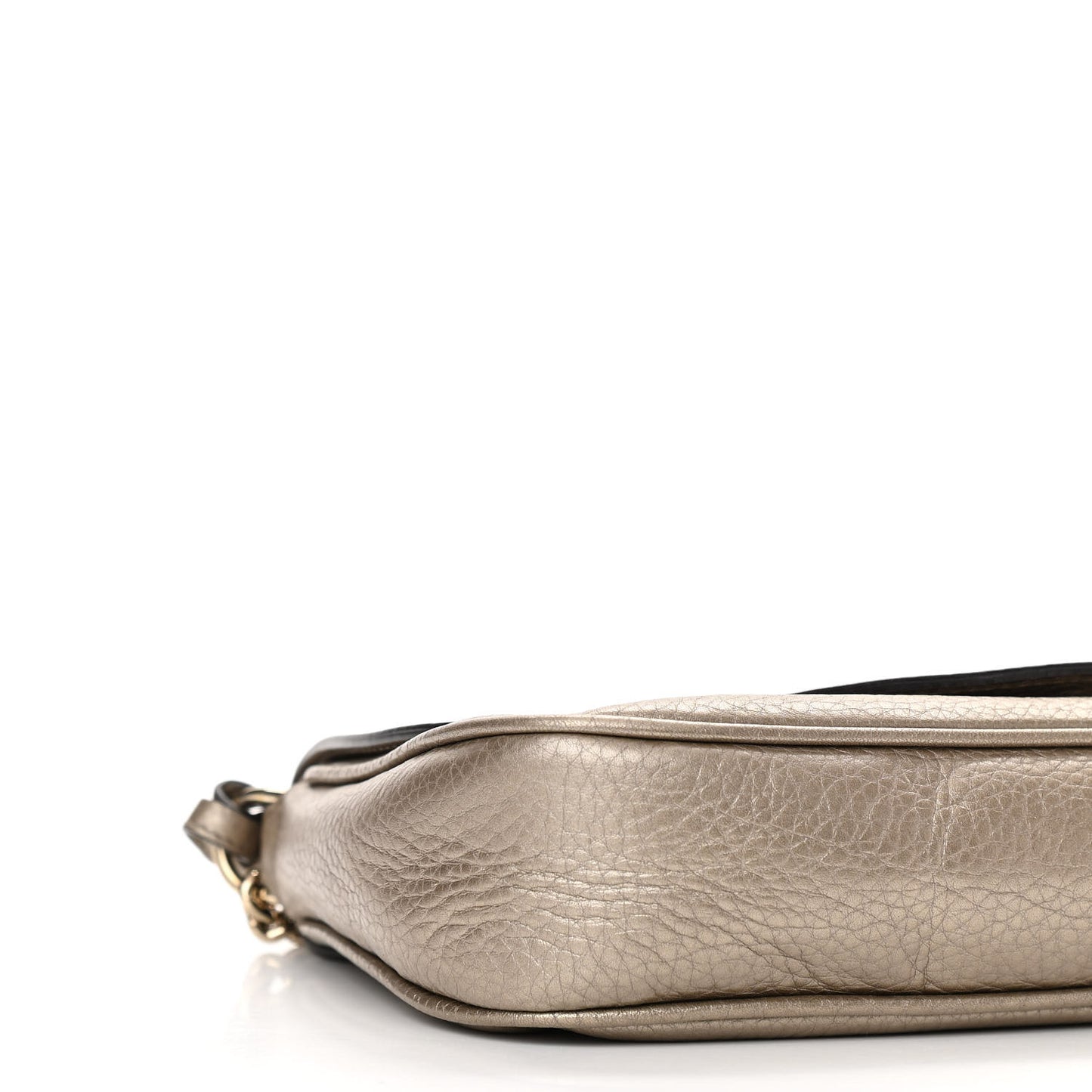 Metallic Pebbled Calfskin Medium Soho Flap Crossbody Golden Beige