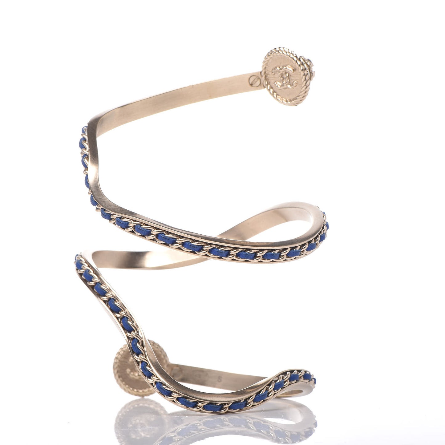 Lambskin Chain Pearl CC Cuff Navy Gold
