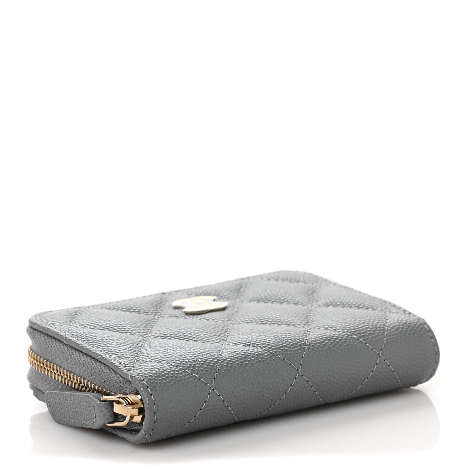Chanel Caviar Quilted Zip Coin Purse Grey 4 of 10