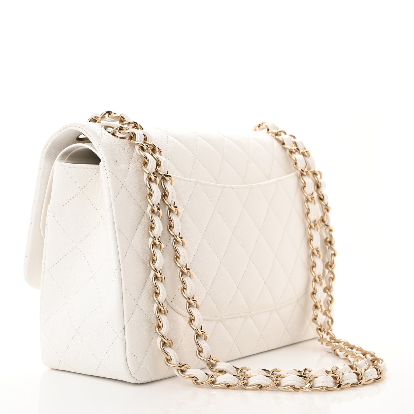 Caviar Quilted Jumbo Double Flap White