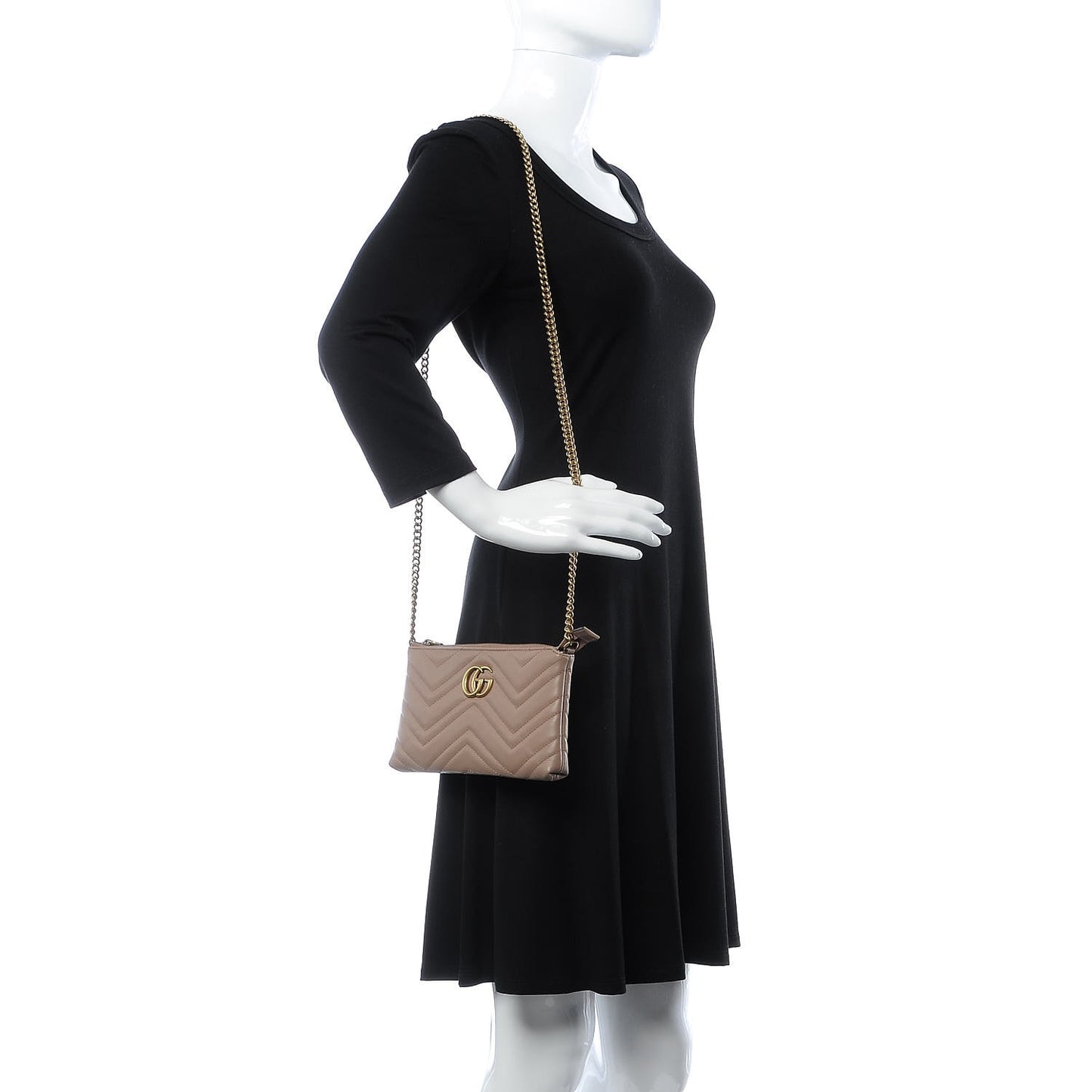 Calfskin Matelasse Mini GG Marmont Chain Bag Porcelain Rose