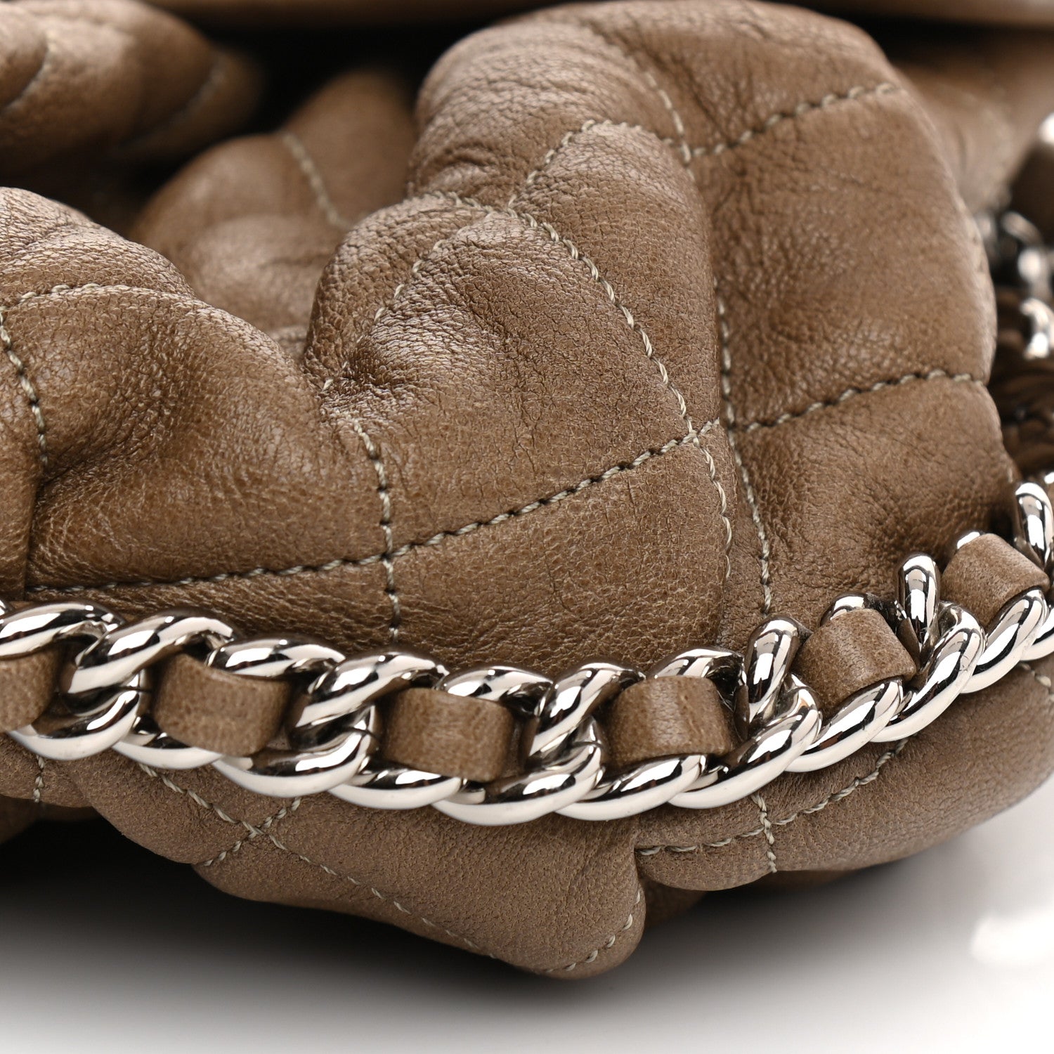 Chanel Washed Lambskin Quilted Medium Chain Around Messenger Taupe 19 of 19