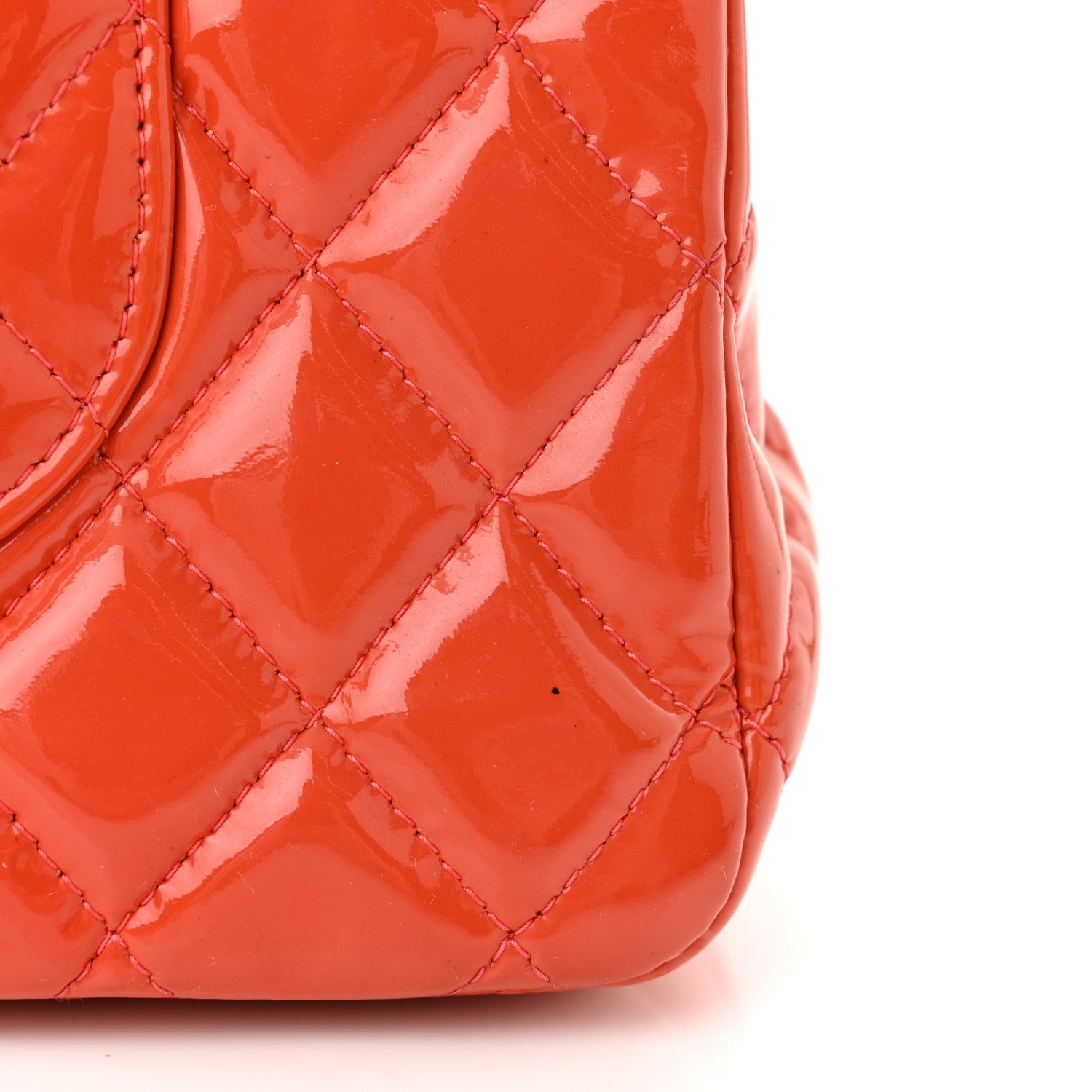 Chanel Patent Quilted Medium Double Flap Coral 19 of 21