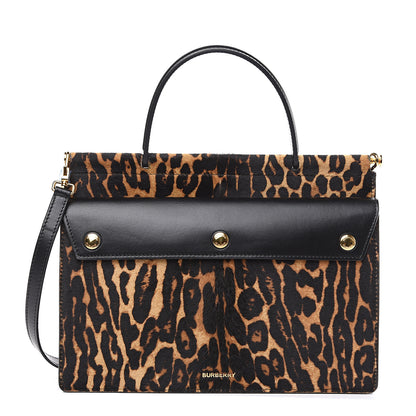 Burberry Calf Hair Leopard Print Small Title Bag with Pocket Black 1 of 8