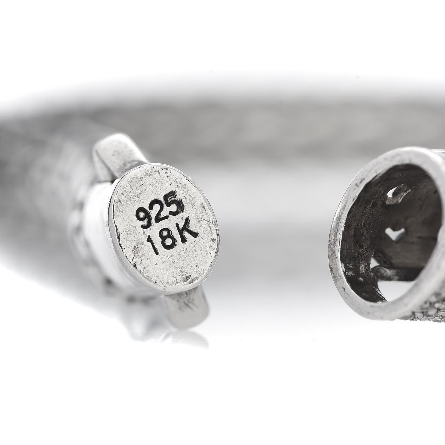 John Hardy Sterling Silver 18K White Gold Diamond 7.5mm Classic Chain Bracelet 5 of 5