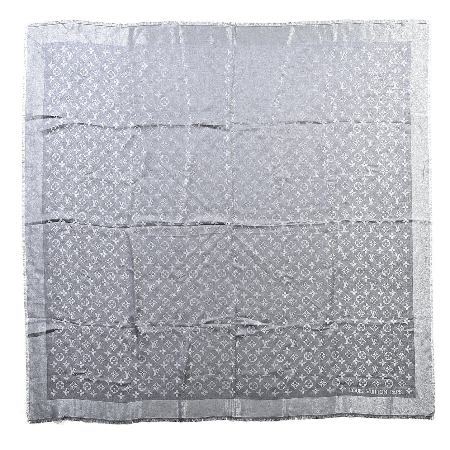 Silk Lurex Wool Monogram Shine Shawl Charcoal Grey