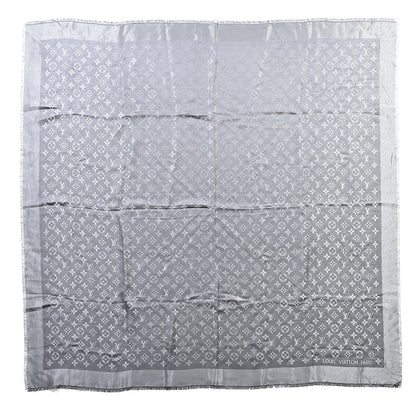 Louis Vuitton Silk Lurex Wool Monogram Shine Shawl Charcoal Grey 2 of 6