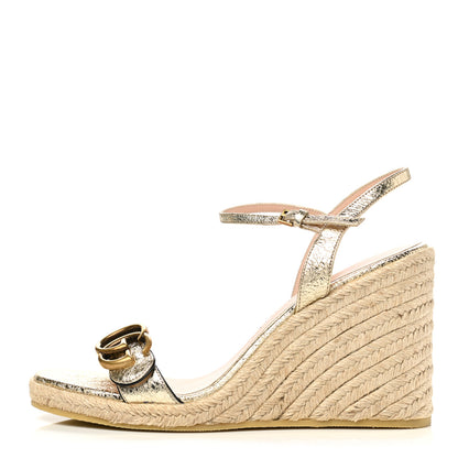 Gucci Galassia Aitana Espadrille 10/95mm Wedge Sandals 37 Platino 1 of 9
