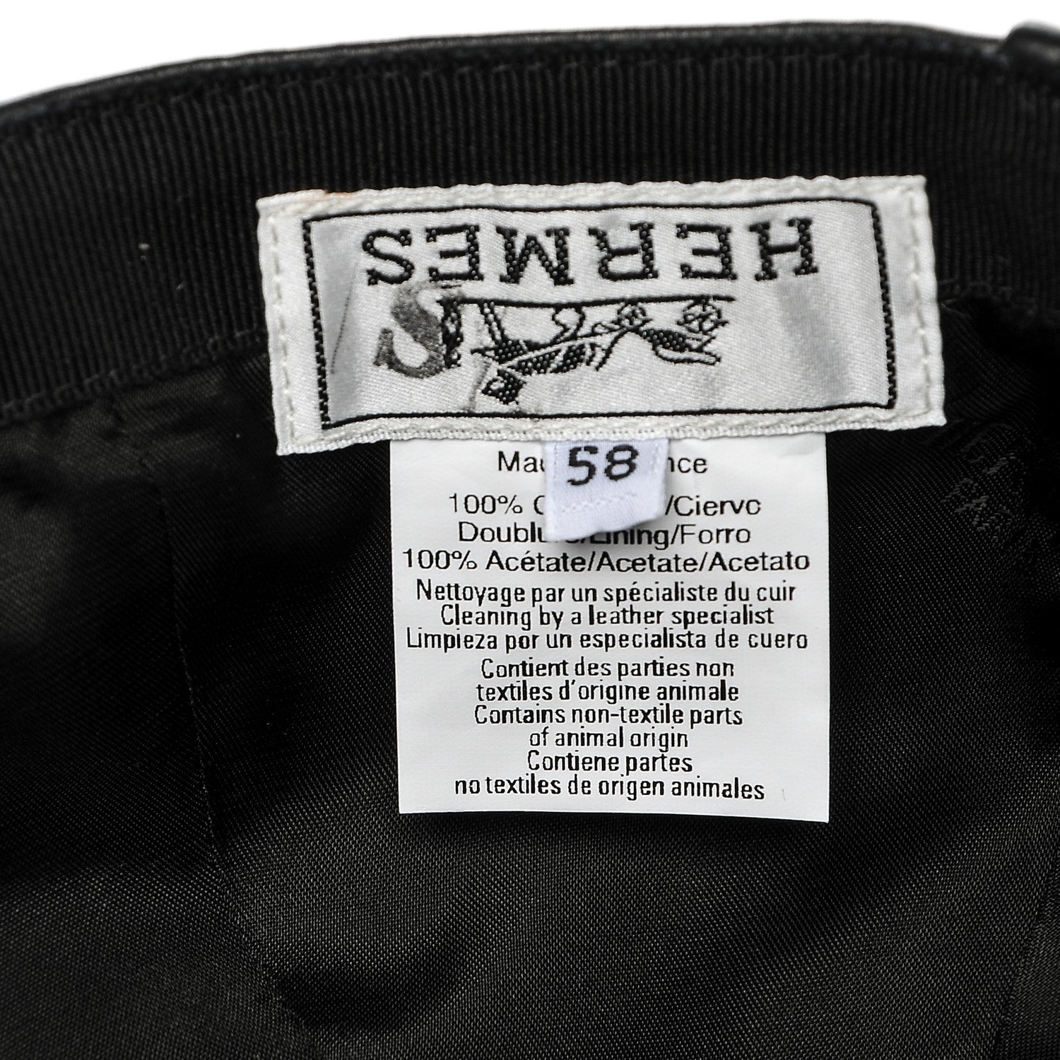 Hermes Deerskin Mens Lewis Cap 58 Black 5 of 6