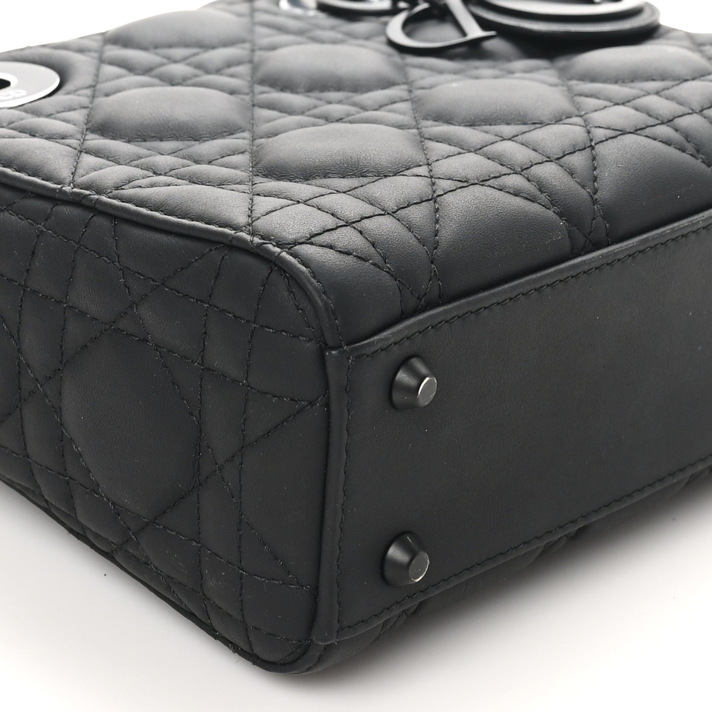 Ultra Matte Calfskin Cannage Mini Lady Dior Black