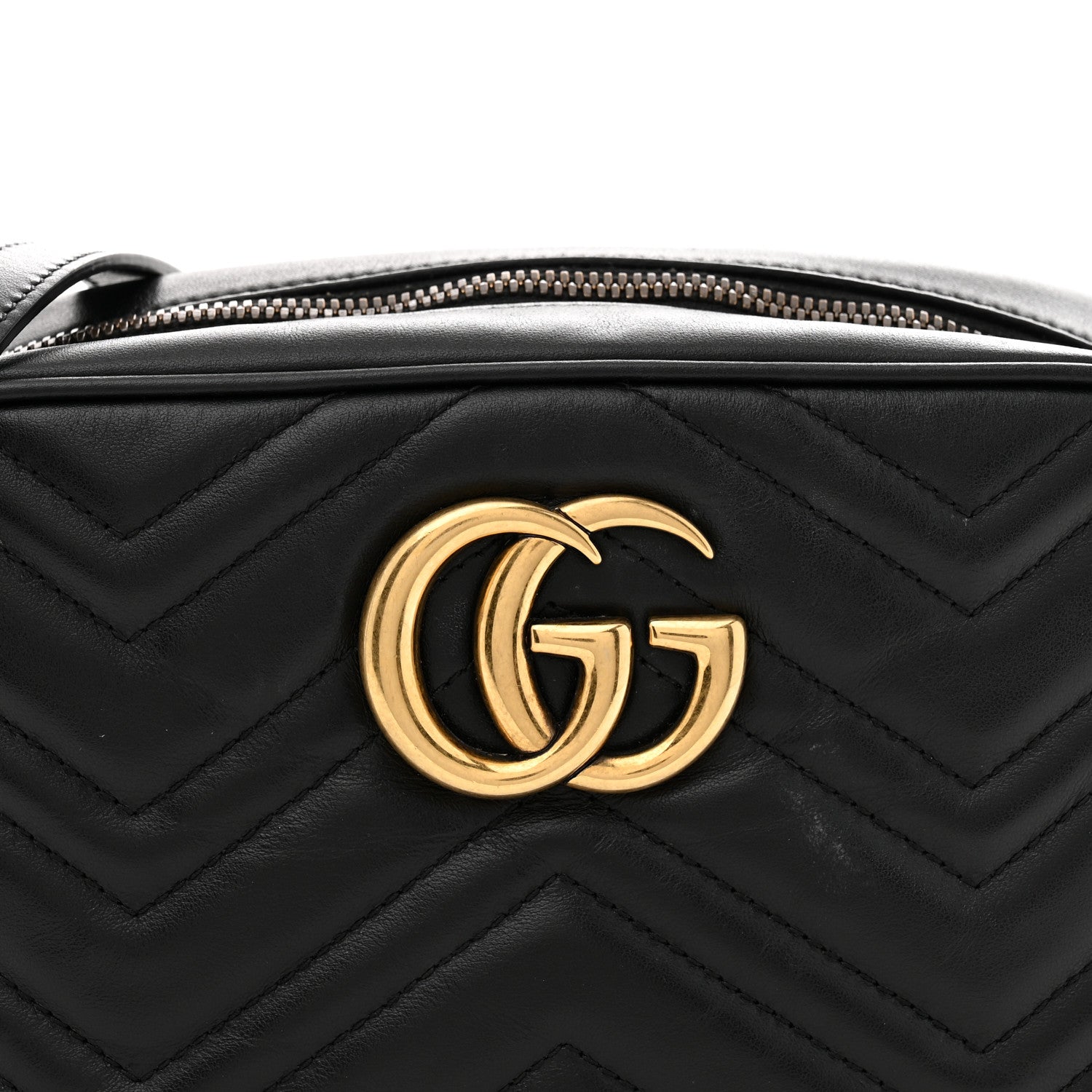 Gucci Calfskin Matelasse Small GG Marmont Chain Shoulder Bag Black 8 of 11