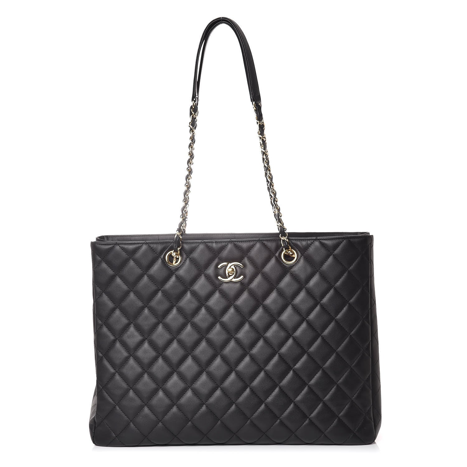 Chanel Calfskin Quilted Large CC Shopping Tote Black 1 of 10