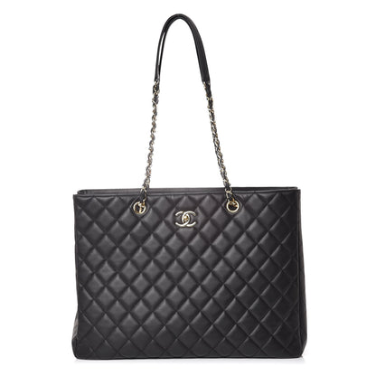 Chanel Calfskin Quilted Large CC Shopping Tote Black 1 of 10