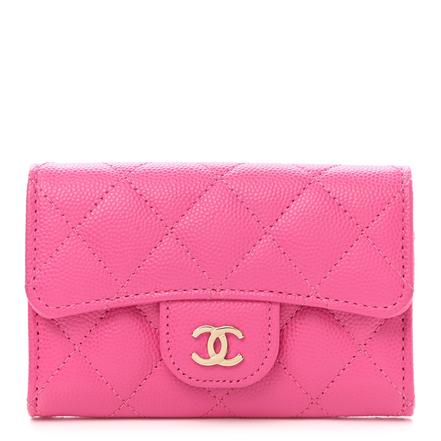 Chanel Caviar Quilted Flap Card Holder Wallet Dark Pink 1 of 10