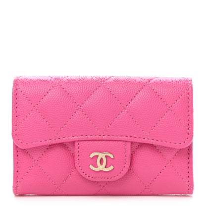Chanel Caviar Quilted Flap Card Holder Wallet Dark Pink 1 of 10