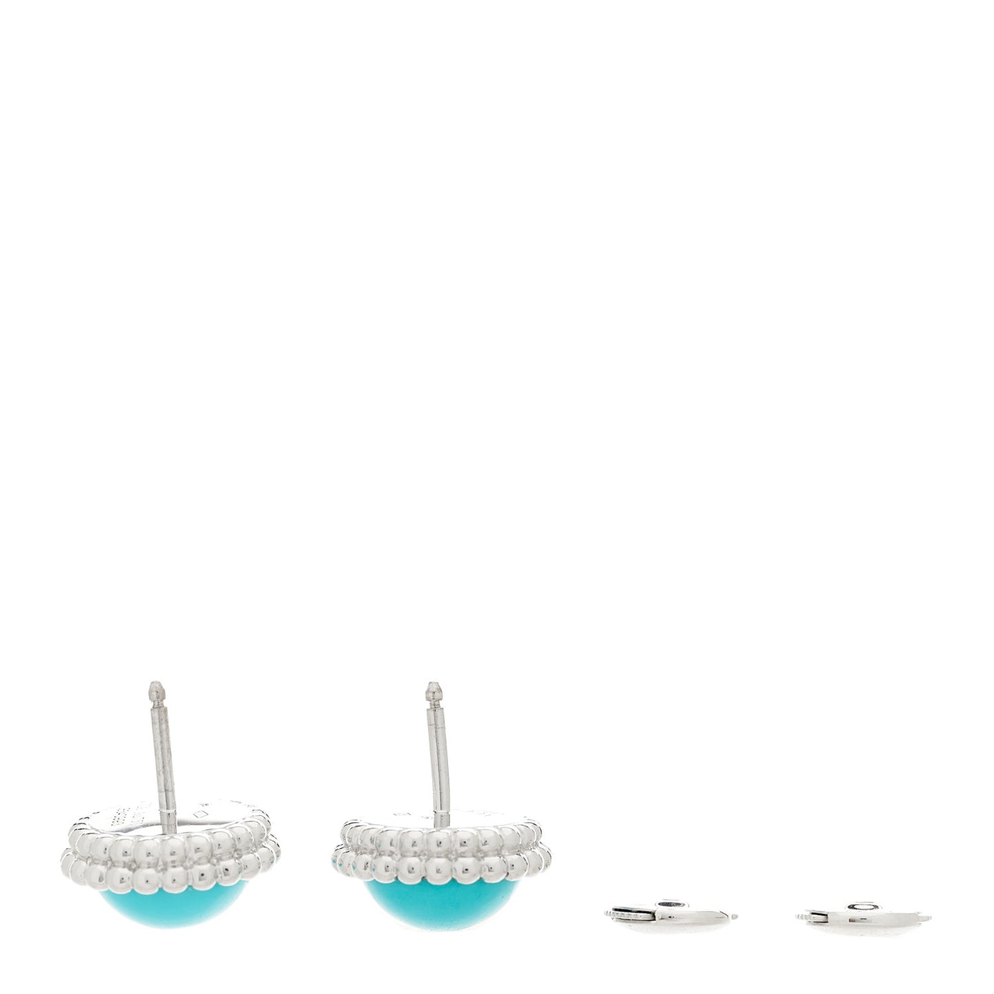 18K White Gold Turquoise Perlee Couleurs Earrings