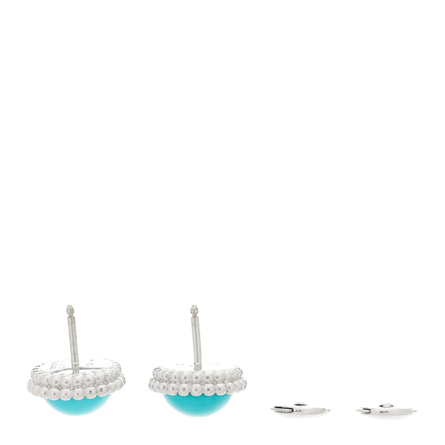 Van Cleef & Arpels 18K White Gold Turquoise Perlee Couleurs Earrings 3 of 5