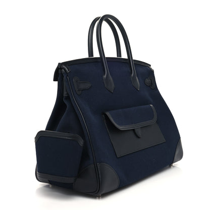 Hermes Goeland Toile Swift Cargo Birkin 35 Bleu Marine 3 of 13