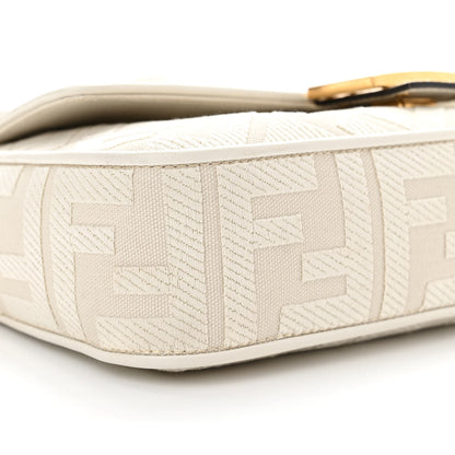 Fendi Canvas Vitello King Extra Strap FF Embroidered Baguette White Ice 8 of 12