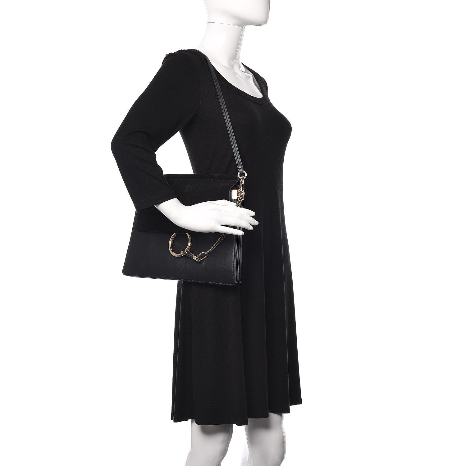 Chloe Suede Calfskin Medium Faye Shoulder Bag Black 2 of 19