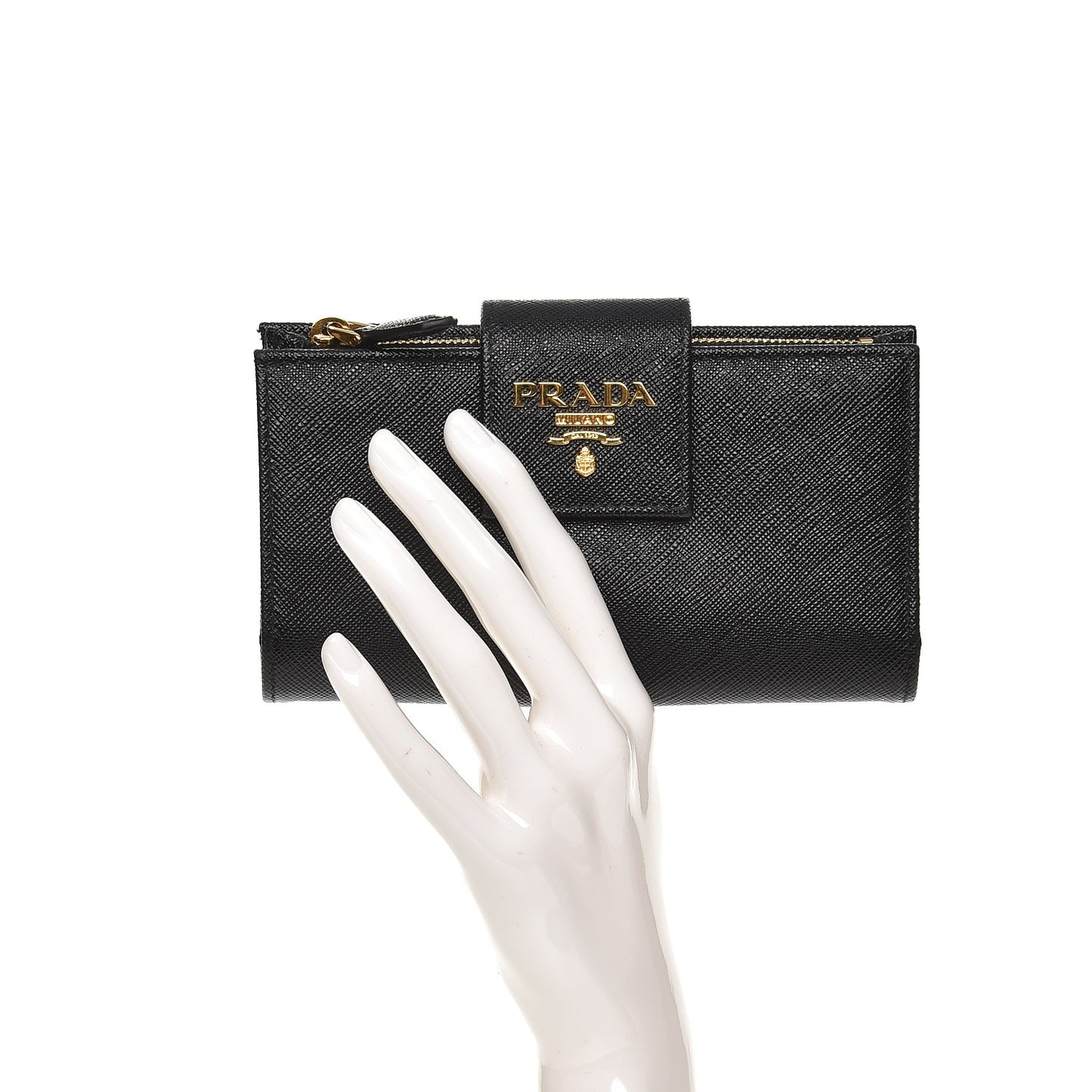 Saffiano Metal Tab Wallet Nero Black