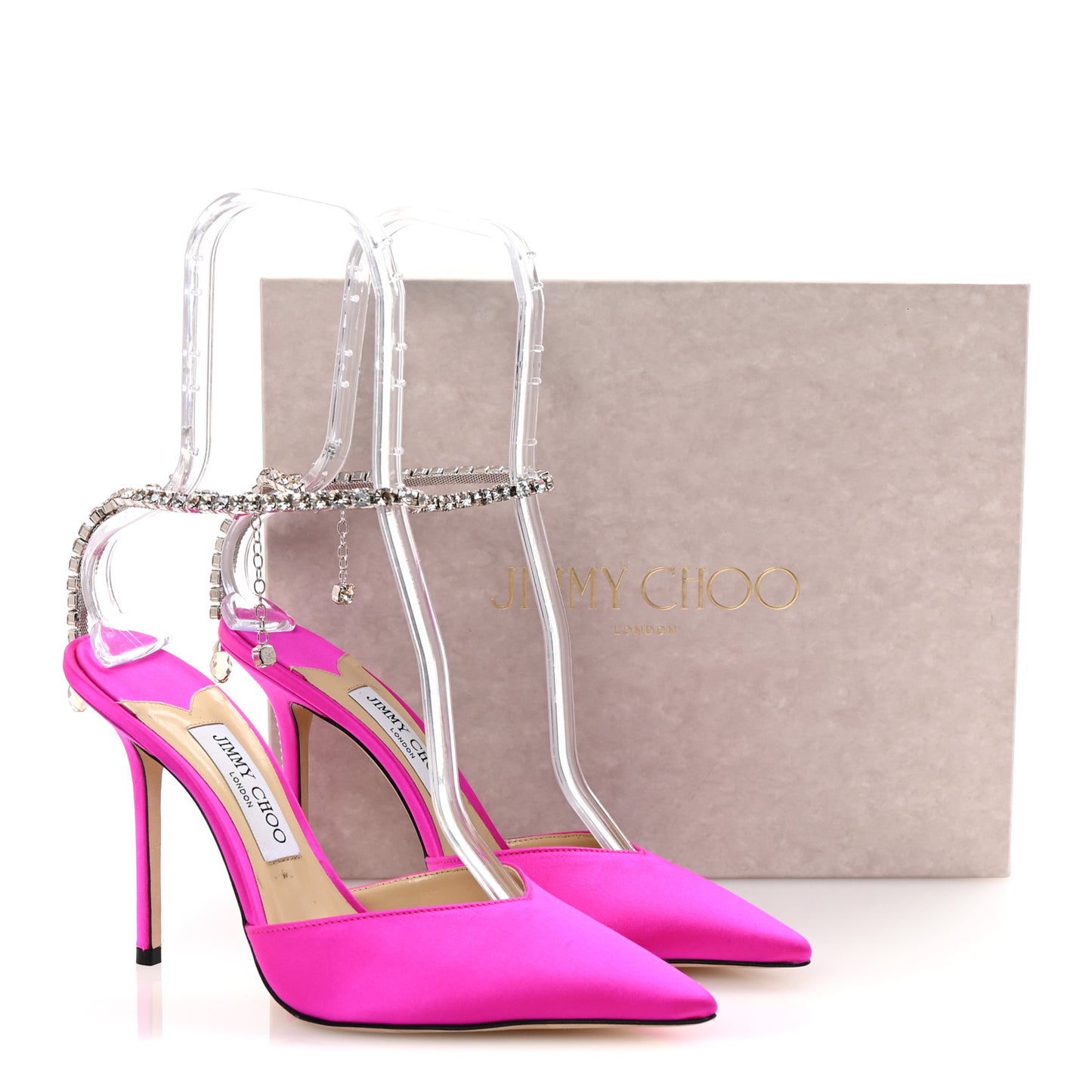 Satin Crystal Saeda 100 Pumps 40 Fuchsia