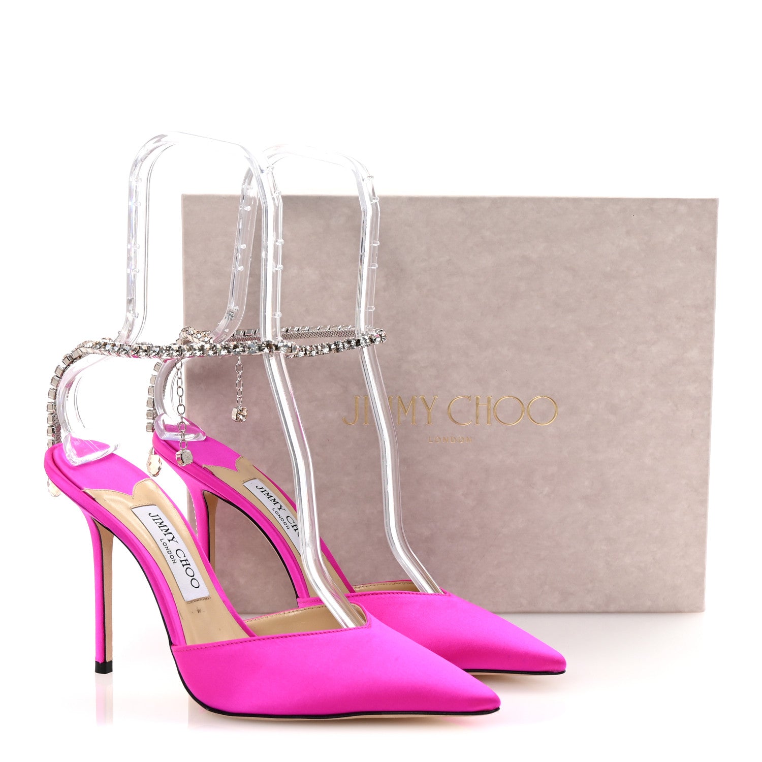 Jimmy Choo Satin Crystal Saeda 100 Pumps 40 Fuchsia 9 of 9