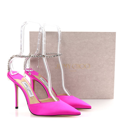 Jimmy Choo Satin Crystal Saeda 100 Pumps 40 Fuchsia 9 of 9