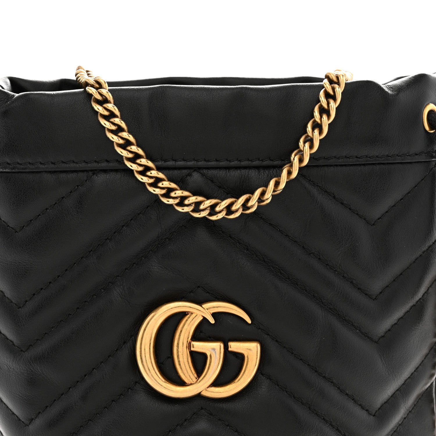 Gucci Calfskin Matelasse Mini GG Marmont 2.0 Bucket Bag Black 8 of 11