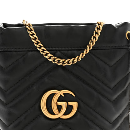 Gucci Calfskin Matelasse Mini GG Marmont 2.0 Bucket Bag Black 8 of 11