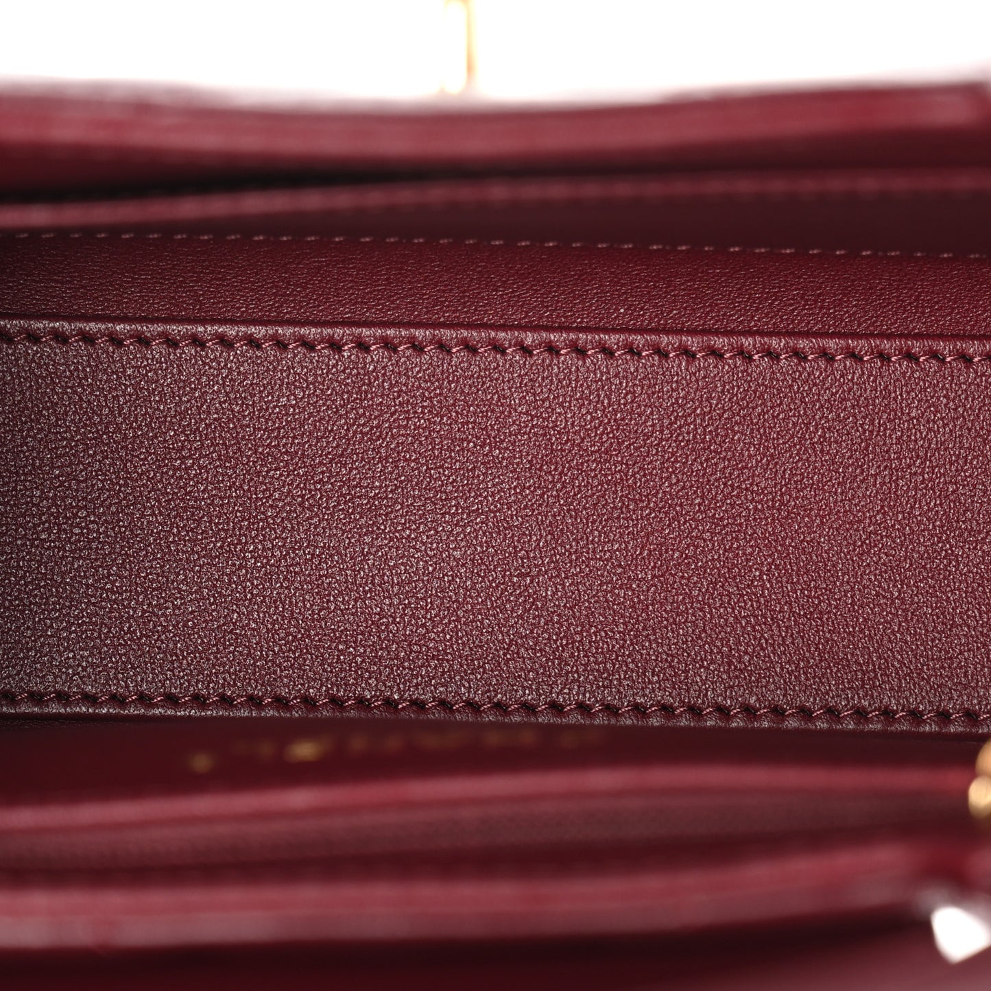 Shiny Lambskin Chevron Quilted Nano Kelly Shopper Dark Burgundy