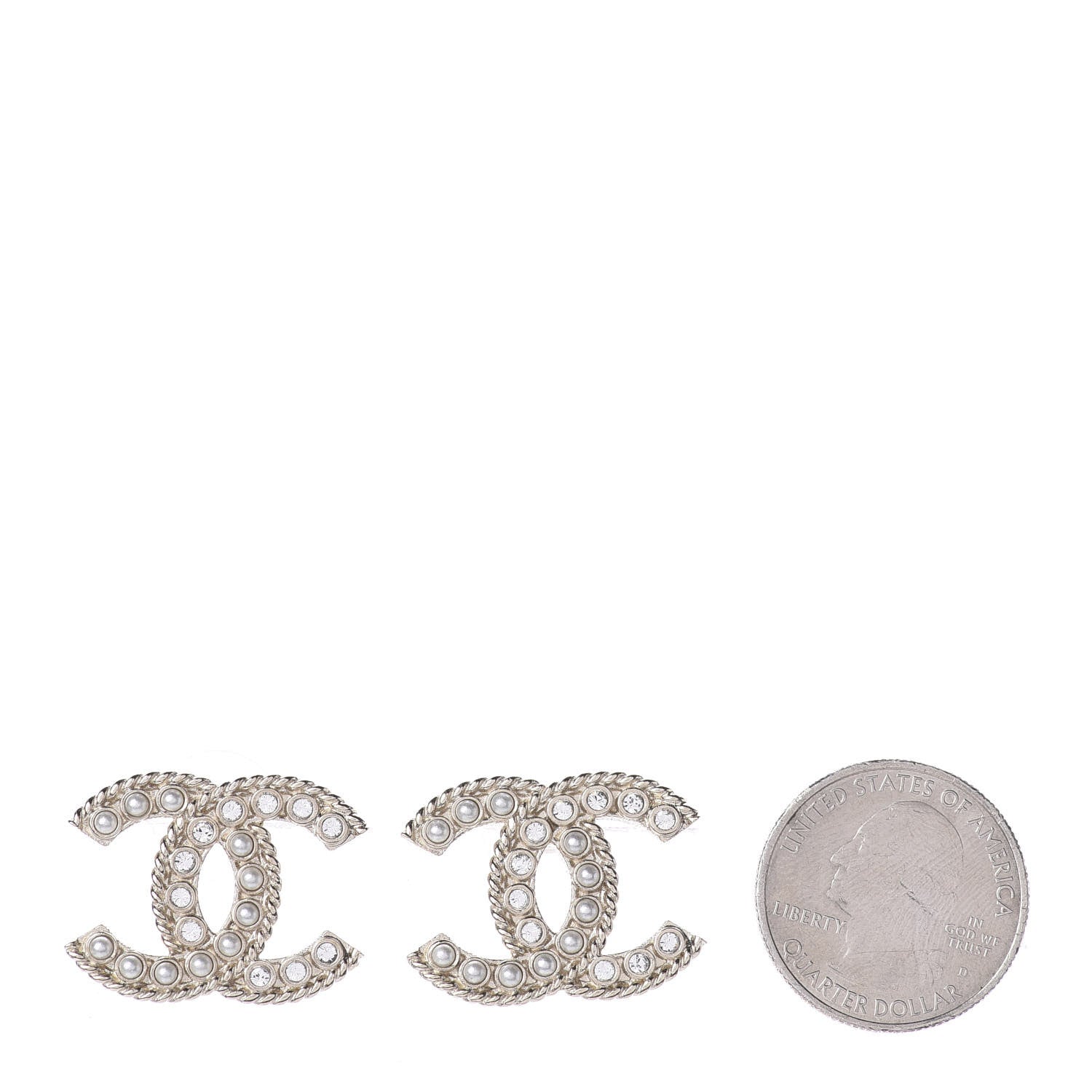 Chanel Pearl Crystal April In Paris CC Earrings Light Gold 2 of 4