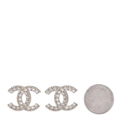 Chanel Pearl Crystal April In Paris CC Earrings Light Gold 2 of 4