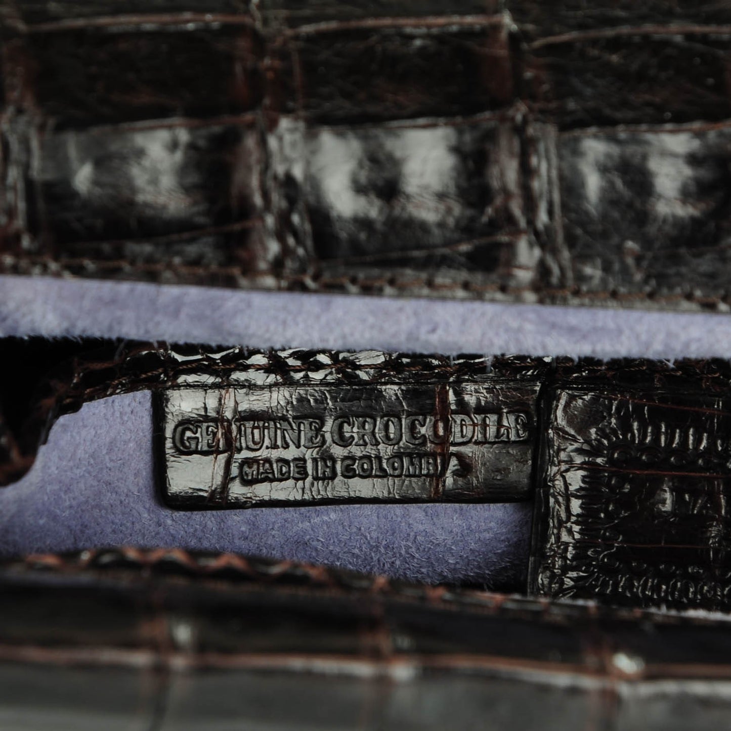 Glossy Crocodile Foldover Clutch Brown