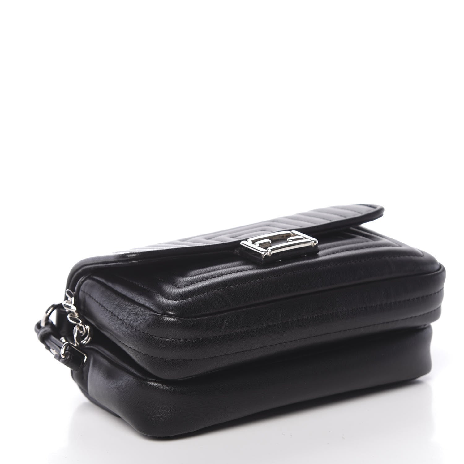 Fendi Shiny Nappa Trapuntata Micro Double Baguette Black 4 of 12
