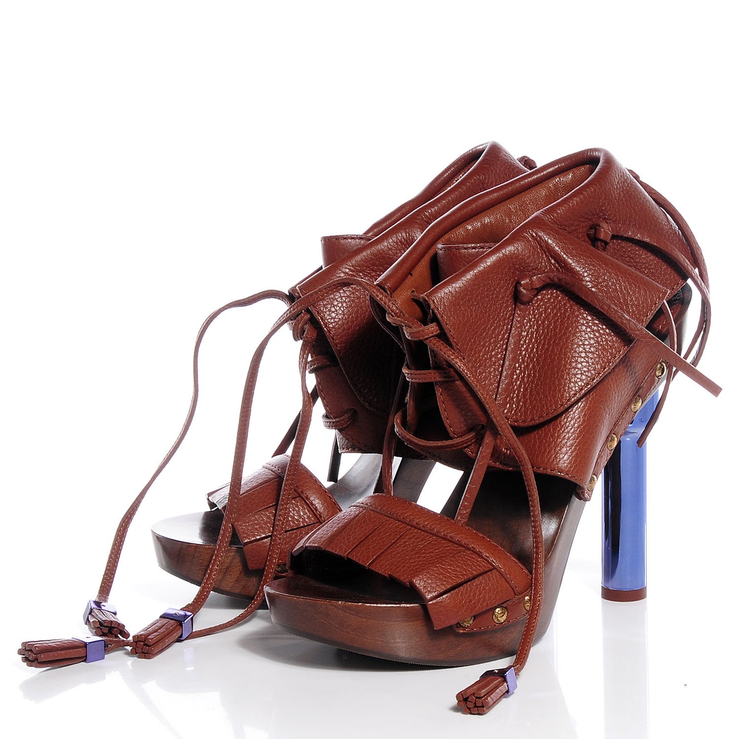 Grained Calfskin Rosa Sandals 40 Cacao