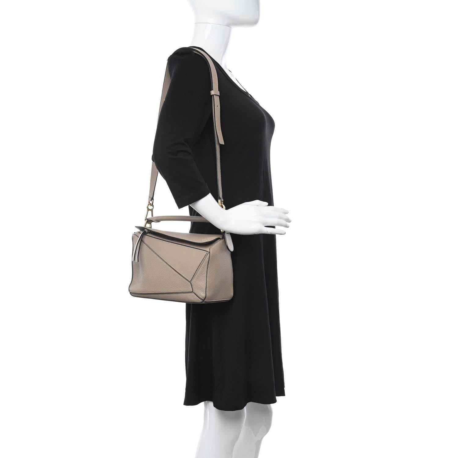 Loewe Grained Calfskin Small Puzzle Bag Sand 2 of 9