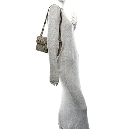 Gucci GG Supreme Monogram Suede Crystal Small Dionysus Shoulder Bag Beige Ebony Taupe 2 of 11