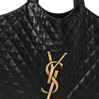 Saint Laurent Lambskin Quilted Maxi Icare Shopping Tote Black 8 of 11