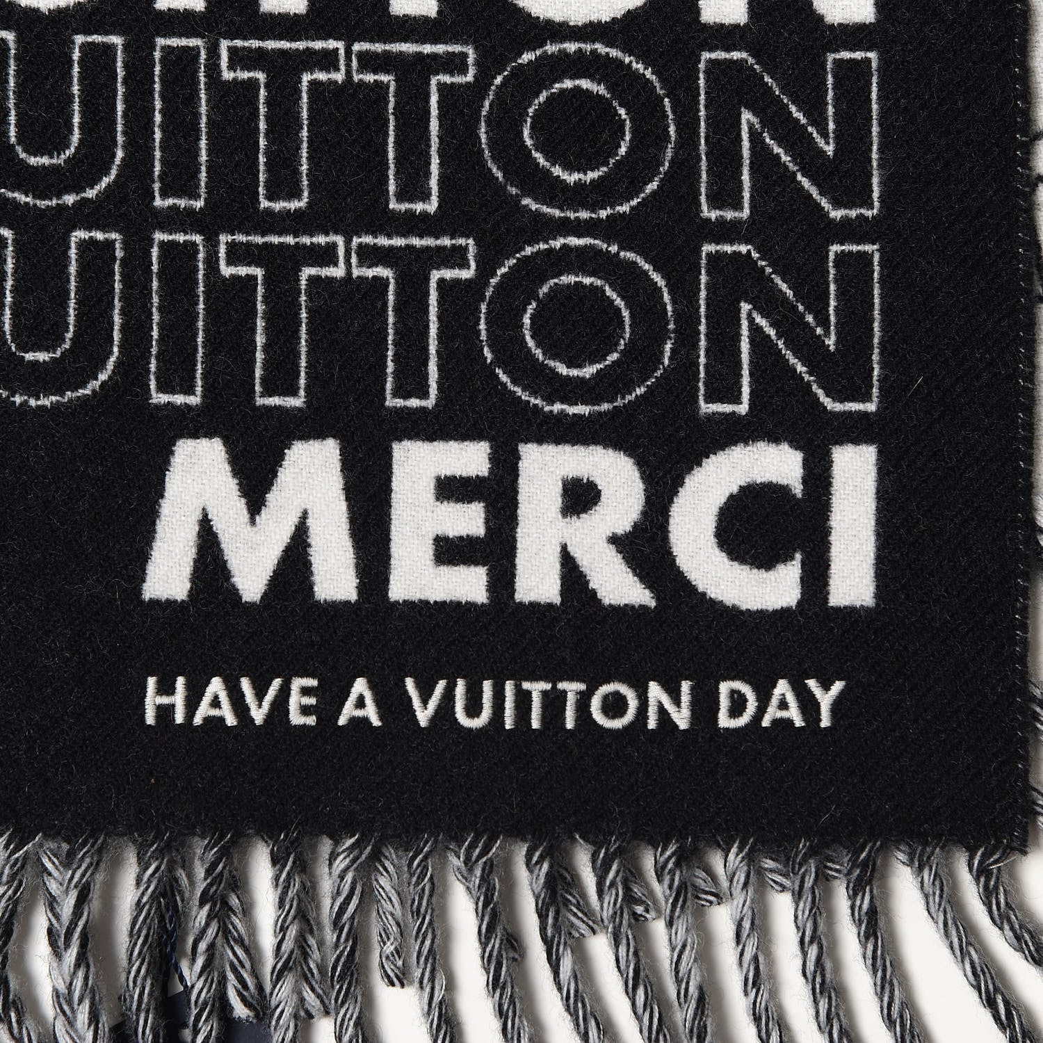 Louis Vuitton Wool Cashmere Scarf Black 5 of 6