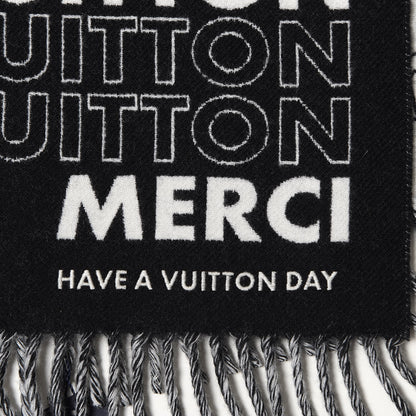 Louis Vuitton Wool Cashmere Scarf Black 5 of 6